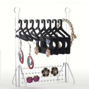 - Acrylic Black And Transparent Hanger Organizer For Jewelry. 8 Hangers